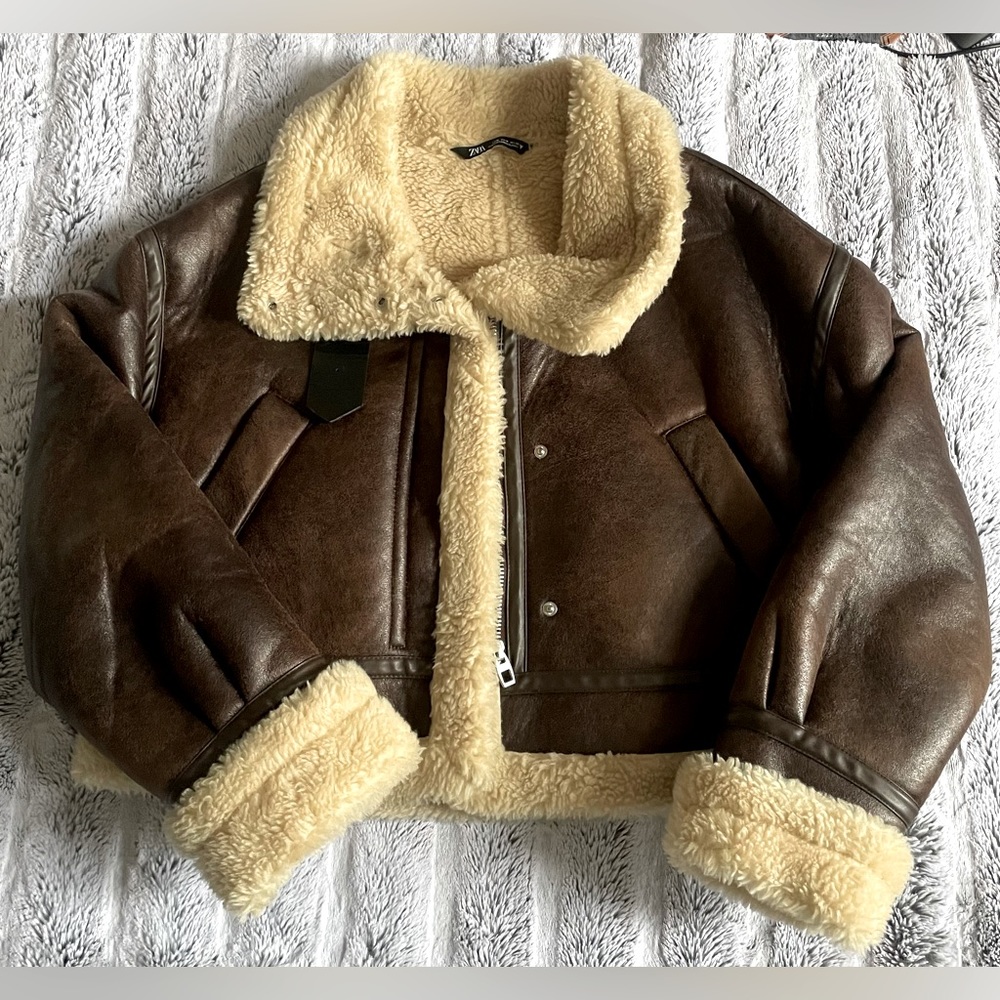 Zara faux leather / faux shearling jacket.